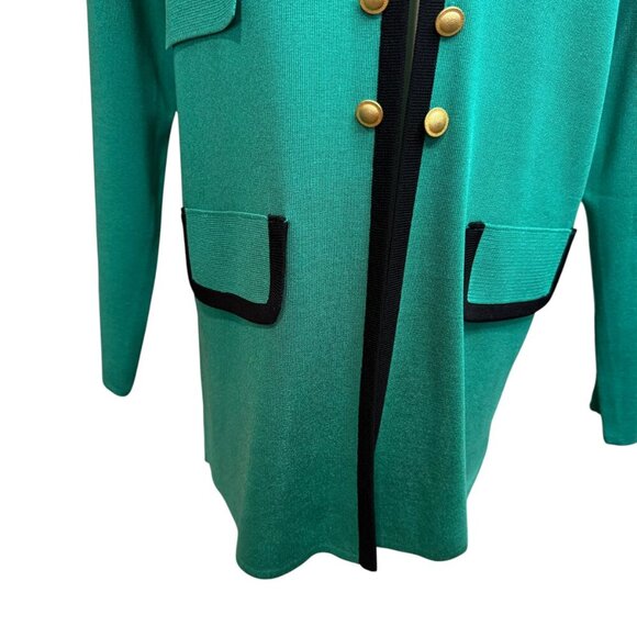 Misook True Green Black Trimmed Gold Button Blazer Jacket Size:S Pre-owned - Picture 6 of 8